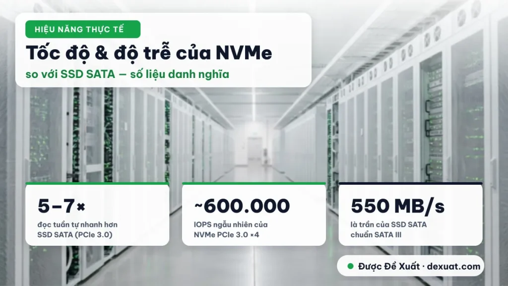 Hiệu năng tốc độ và IOPS của NVMe hosting so với SSD SATA