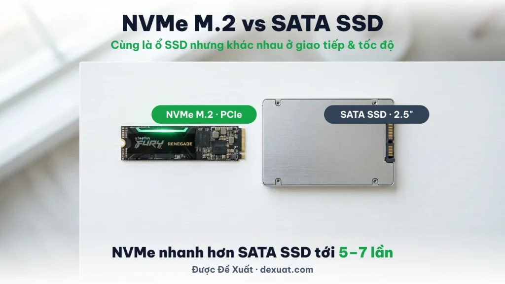 So sánh NVMe M.2 và SSD SATA trong NVMe hosting