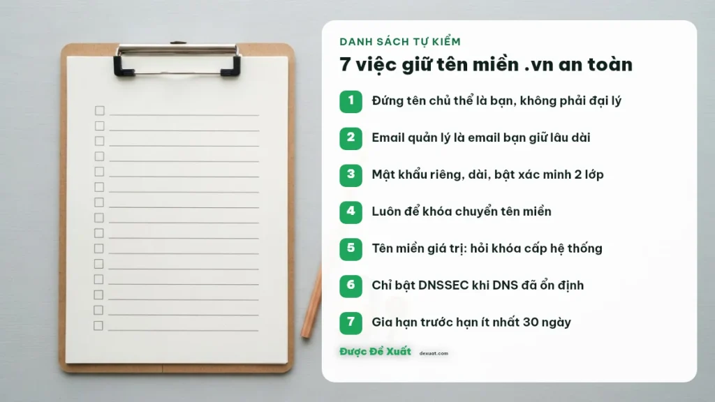 Danh sách 7 việc tự kiểm để bảo vệ tên miền .vn khỏi bị mất hoặc bị chiếm