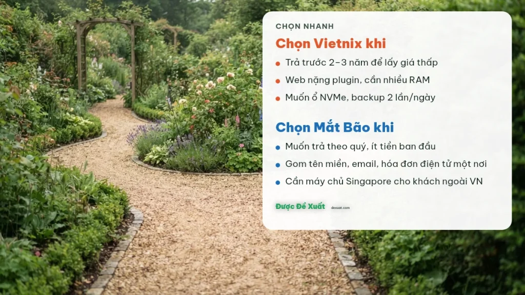 Khi nào chọn hosting WordPress Vietnix, khi nào chọn Mắt Bão