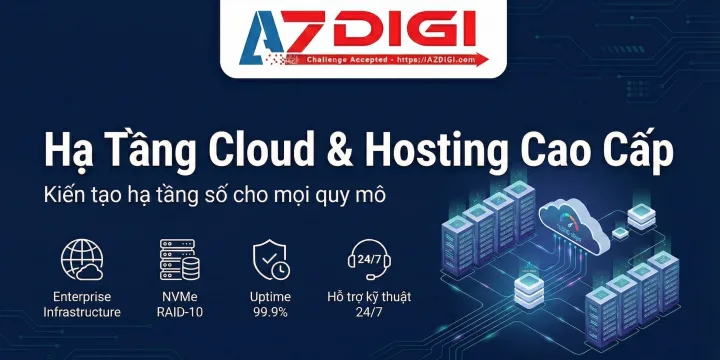 Khuyến mãi AZDIGI tháng 6/2026: Hosting & VPS giảm tới 50%, coupon đến 70%